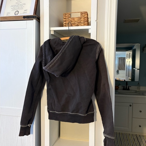 True Religion Black Hoodie Jacket with Contrast Stitching - Picture 6 of 6